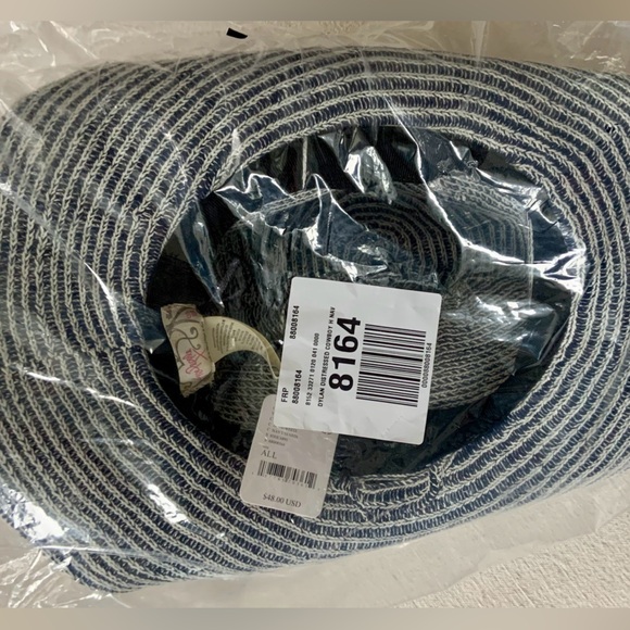 Free People ~ ‘Dylan Distressed Cowboy Hat’ Navy Blue/White ~ One Size * NWT * - Picture 6 of 16